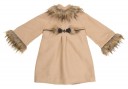 Beige Coat with Synthetic Fur Collar & Cuffs
