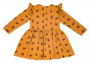 Girls Mustard & Black Cat Print Dress