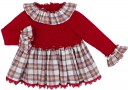 Girls Burgundy Knitted Sweater & Beige Checked Shorts Set 