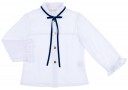 Girls White Shirt & Blue Polka Dot Skirt with Braces Set