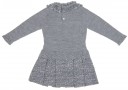Gray Knitted Dress with Blue Tweed Pleated Skirt