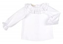 White Cotton Shirt With Double Ruffle Lace Collar 