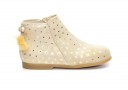 Baby Beige Suede Boots with Sparkly Polka Dots & Pom-Poms