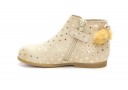 Baby Beige Suede Boots with Sparkly Polka Dots & Pom-Poms