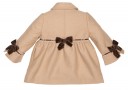 Baby Beige Coat with Brown Velvet Bows
