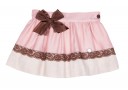 Girls Beige Blouse & Dusky Pink Skirt Set 