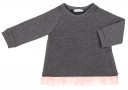 Gray & Pink Jersey Sweater With Tulle Frilled Back
