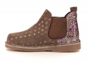 Girls Taupe Suede & Glitter Boots with Sparkly Polka Dots