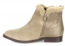 Girls Beige Suede Boots with Synthetic Fur 