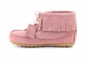 Girls Pink Suede Boots with Fringes