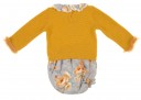 Mustard Knitted Sweater & Floral Shorts Set