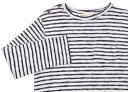 Dark Blue & White Cotton Striped T-Shirt 