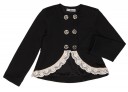 Girls Black Jersey Frock Jacket With Ivory Lace Hem