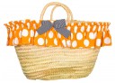 Girls Straw Bag & Orange Polka Dot Ruffle 