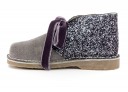 Girls Gray Suede & Glitter Boots with Velvet Bows