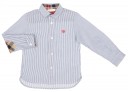 Boys Blue Striped Shirt with Checked Elbow Patches