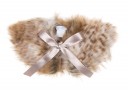 Beige Synthetic Fur Shrug with satin bow