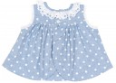 Vestido Bebé Niña Azul Lunares blanco