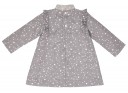 Girls Gray & White Star Print Dress with Bow Collar