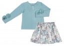 Girls Mint Green Jersey Top & Floral Print Viscose Skirt Set 