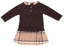 Chocolate Bear Sweater & Pleated Checked Skirt Dress