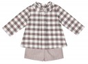 Baby Boys Taupe & Gray Checkered Shirt & Short Set 