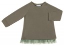 Khaki Jersey Sweater With Tulle Frilled Back