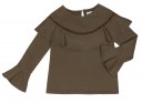 Khaki Jersey Sweatshirt With Ruffle Yoke 