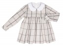 Girls Gray Checked Dress with White Peter-Pan Collar