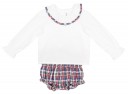 Baby White Cotton Poplin Shirt & Checked Short Set 
