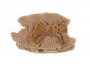 Beige Knitted Ruffle Snood with Velvet Bow