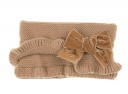 Beige Knitted Ruffle Snood with Velvet Bow