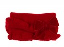 Red Knitted Ruffle Snood with Velvet Bow