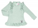 Girls Green Knitted Sweater, Liberty Print Blouse & Ruffle Shorts Set 