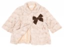 Baby Beige Synthetic Fur Coat with Velvet Bow