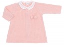 Baby girls pink knitted dress with white rounded collar