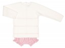 Baby Ivory Knitted Sweater & Pink Striped Shorts Set 