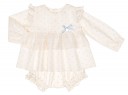 Baby Ivory & Gray Star Print Dress Set with Lace