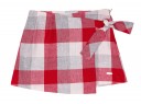 Girls Gray Blouse & Red Checked Skirt Set 