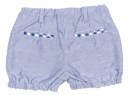 Girls Blue & White Checked Blouse & Striped Shorts Set 