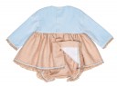 Baby Girls Beige & Blue 3 Piece Dress Set 