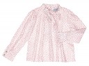 Girls White Blouse & Pink Glitter Polka Dots With Bow Collar