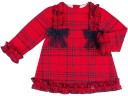 Dolce Petit Baby Girls Red & Navy Blue Checked 3 Piece Dress Set