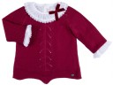 Girls Burgundy Sweater White Blouse & Blue Glen Plaid Shorts Set