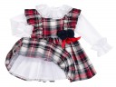 Girls White Blouse & Red Tartan Pinafore Dress