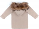 Beige Knitted Long Cardigan & Fur Hood