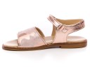 Girls Pink Metallic Leather Sandals with Camouflage 