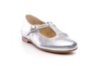 Girls Metallic Silver Leather Mary Janes 