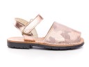 Girls Pink Metallic Leather Traditional Menorcan Sandals with Camouflage 