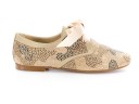 Girls Beige Suede Blucher Shoes With Crystal Kamouflage 